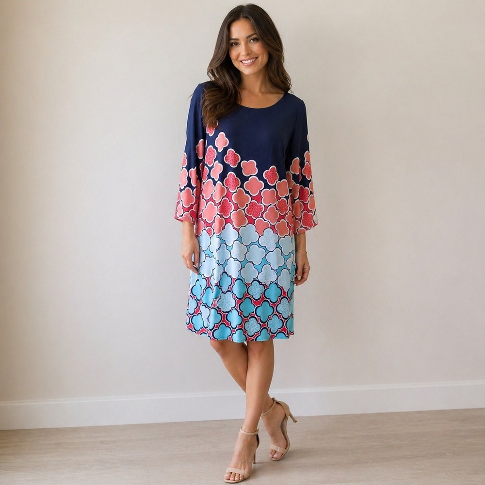 Kaari Blue-Pink and Blue Tunic Dress Size 1X